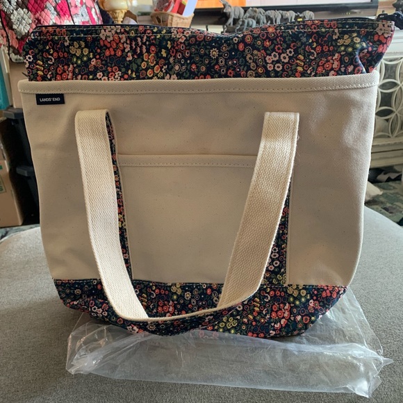 Lands' End Bags Lands End Medium Zip Top Canvas Tote Bag Poshmark